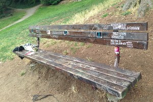 A bench located in the park next to Cobain's Seattle home